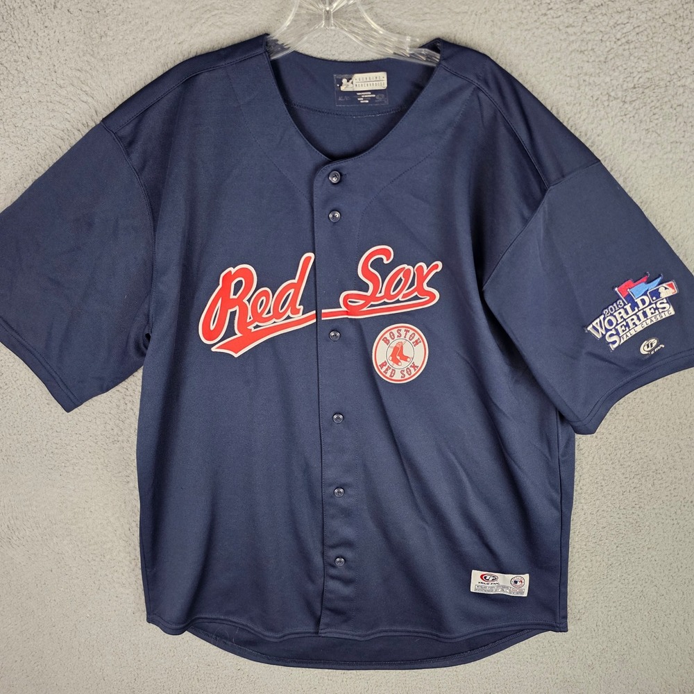 True Fan Baseball Jersey Mens XL Navy Boston Red Sox 2013 World Series 84021